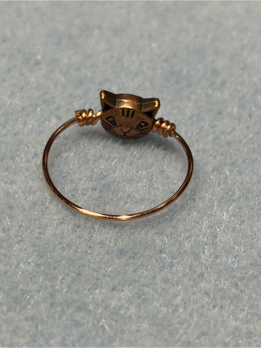 Whimsical Cat Charm Ring in Copper Tone